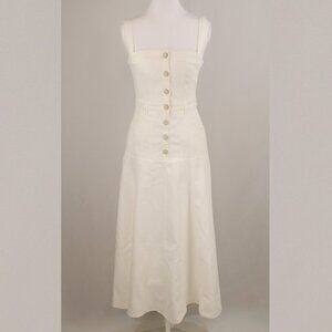 Cinq a Sept Veena Denim Strapless A-Line Midi Dress, White, Size US 4